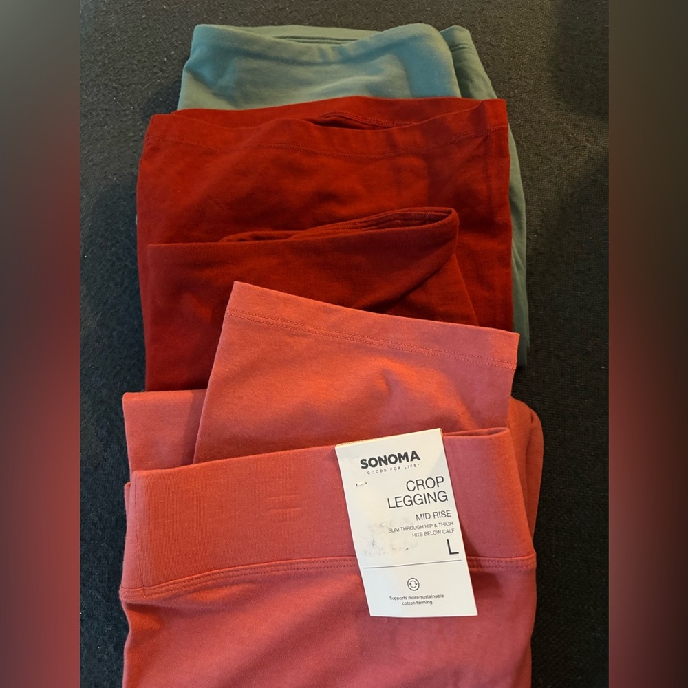 Crop leggings and shorts. Two short leggings and one NWT Mid Rise Crop Legging.
